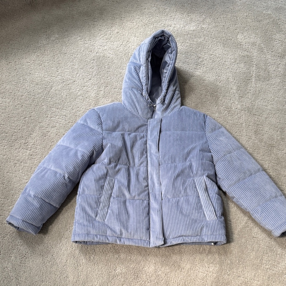 Kenneth Cole Light Blue Hooded Puffer Jacket